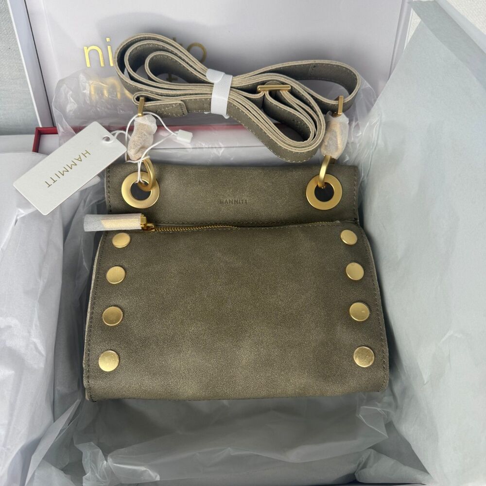 Hammitt Tony Small Pewter Crossbody NIB Brushed Gold Leather - Picture 2 of 15